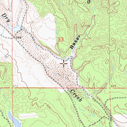 Topographic Map of Baker Gulch, CA