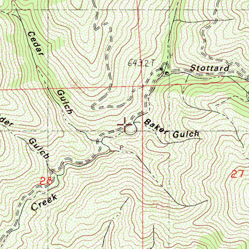 Topographic Map of Baker Gulch, CA