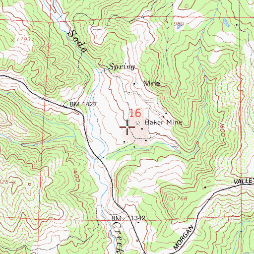 Topographic Map of Baker Mine, CA