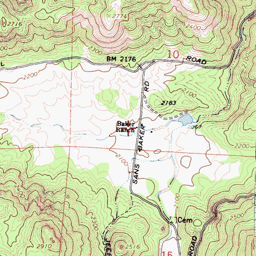 Topographic Map of Baker Ranch, CA