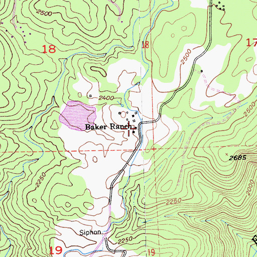 Topographic Map of Baker Ranch, CA