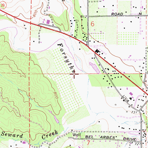 Topographic Map of Bakers Creek, CA