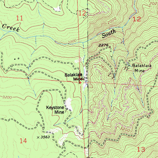 Topographic Map of Balaklaia Mine, CA