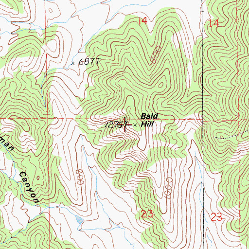 Topographic Map of Bald Hill, CA