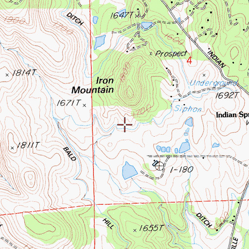 Topographic Map of Bald Hill Ditch, CA