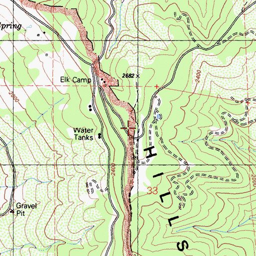Topographic Map of Bald Hills School, CA