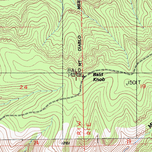 Topographic Map of Bald Knob, CA