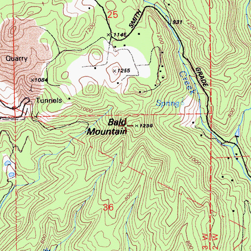 Topographic Map of Bald Mountain, CA