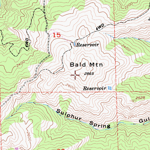 Topographic Map of Bald Mountain, CA