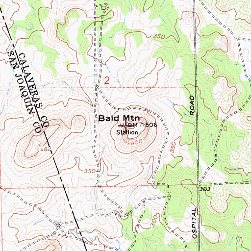Topographic Map of Bald Mountain, CA