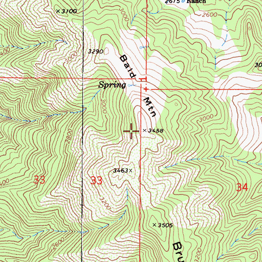 Topographic Map of Bald Mountain, CA