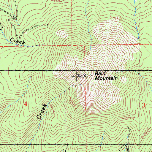 Topographic Map of Bald Mountain, CA