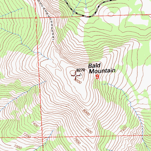 Topographic Map of Bald Mountain, CA