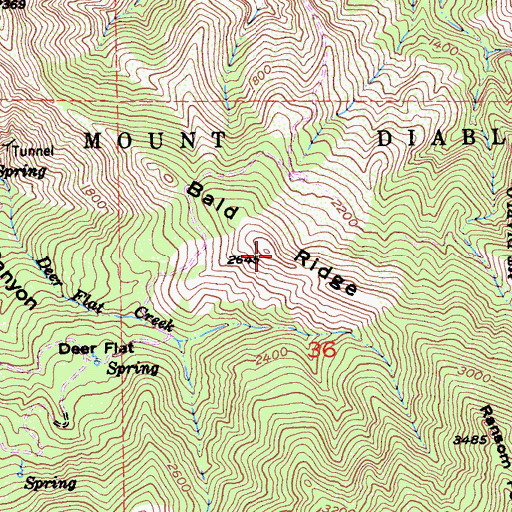 Topographic Map of Bald Ridge, CA