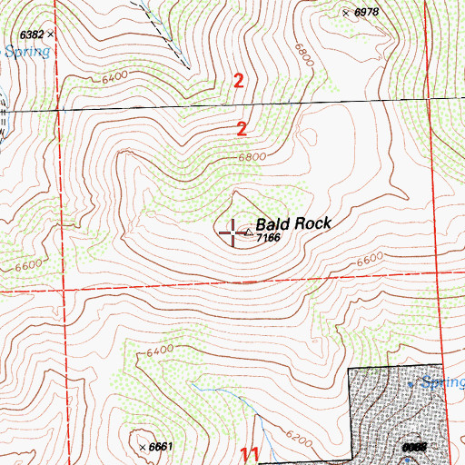 Topographic Map of Bald Rock, CA