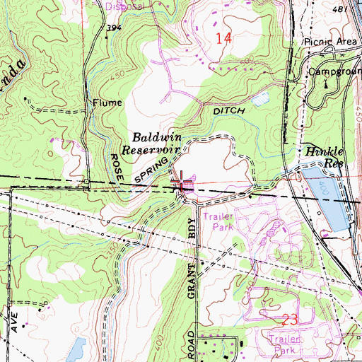 Topographic Map of Baldwin Reservoir, CA