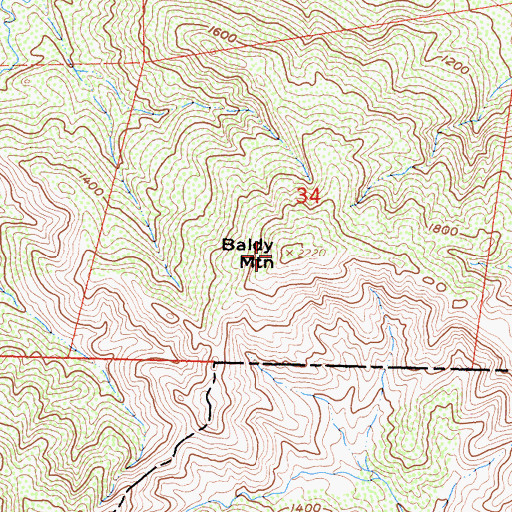Topographic Map of Baldy Mountain, CA