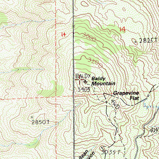 Topographic Map of Baldy Mountain, CA