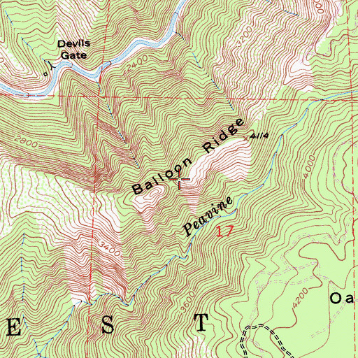 Topographic Map of Balloon Ridge, CA