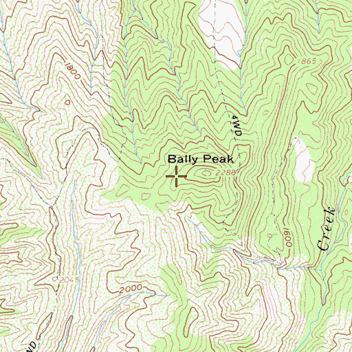 Topographic Map of Bally Peak, CA