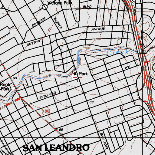 Topographic Map of Bancroft Middle School, CA