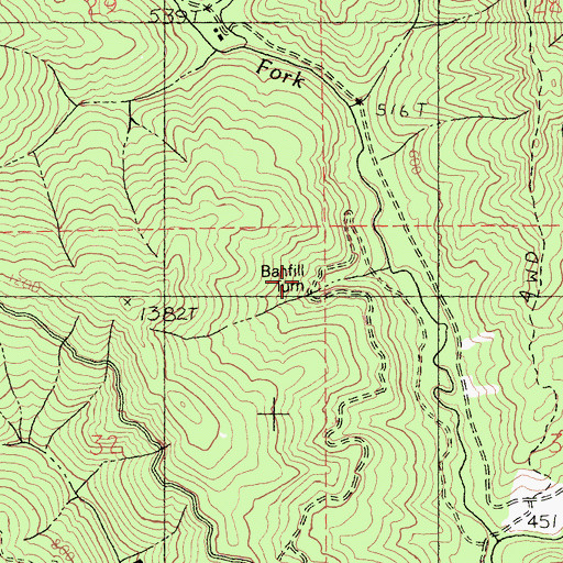 Topographic Map of Banfill Turn, CA
