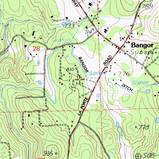 Topographic Map of Bangor Ditch, CA