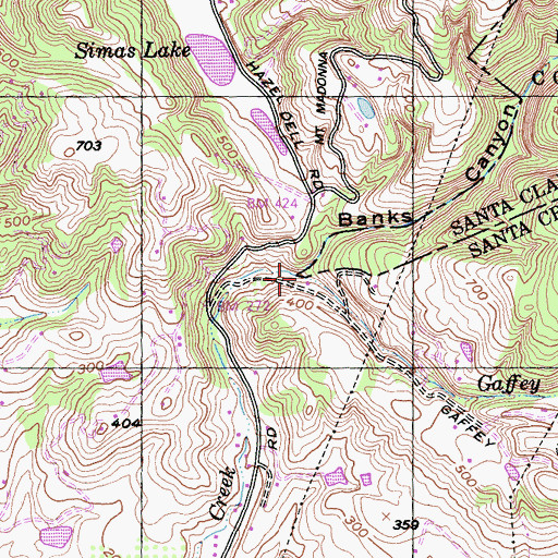 Topographic Map of Banks Canyon, CA