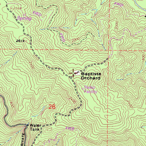 Topographic Map of Baptiste Orchard, CA