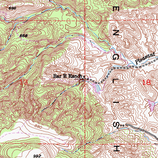 Topographic Map of Bar B Ranch, CA