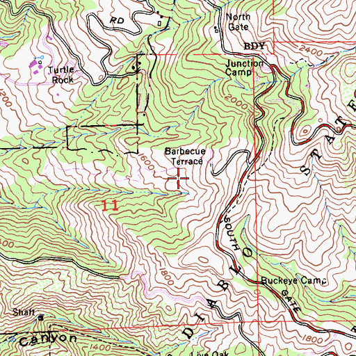 Topographic Map of Barbecue Terrace, CA