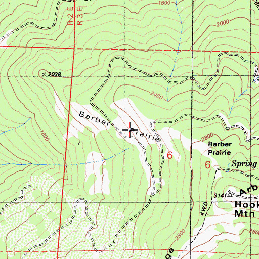 Topographic Map of Barber Prairie, CA