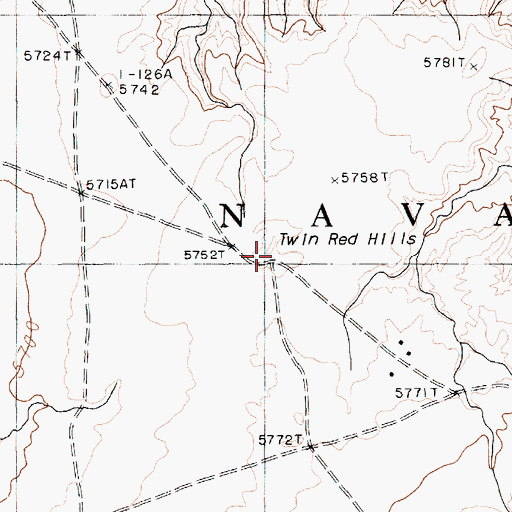 Topographic Map of Twin Red Hills, AZ