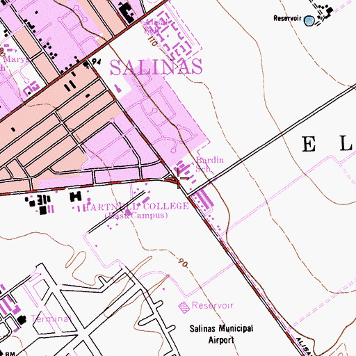 Topographic Map of Bardin Elementary School, CA