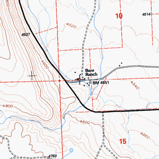 Topographic Map of Bare Ranch, CA