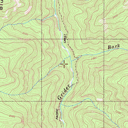 Topographic Map of Bark Shanty Creek, CA