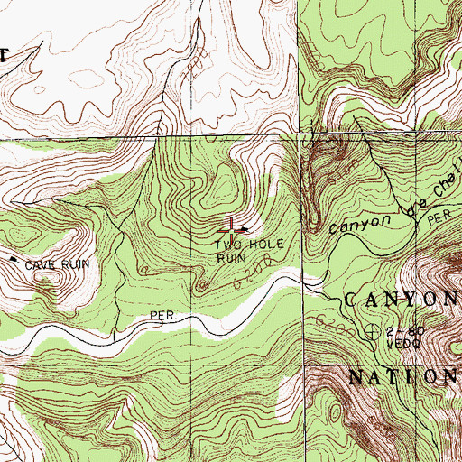 Topographic Map of Two Hole Ruin, AZ
