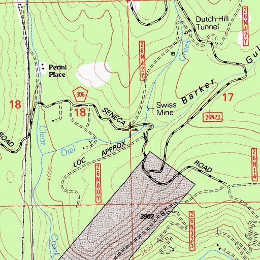 Topographic Map of Barker Gulch, CA