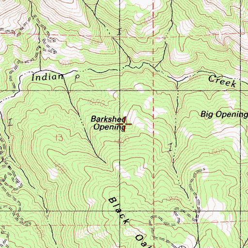 Topographic Map of Barkshed Opening, CA