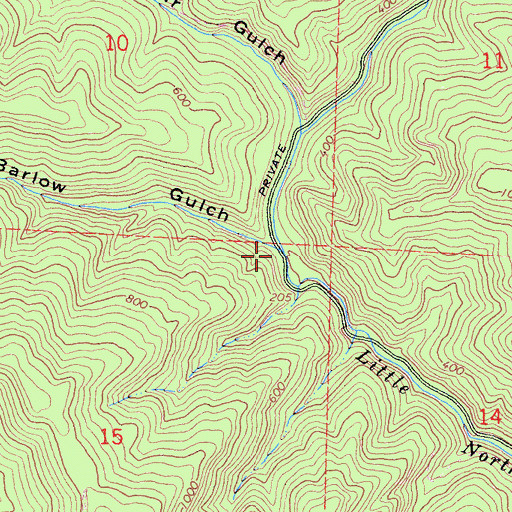 Topographic Map of Barlow Gulch, CA