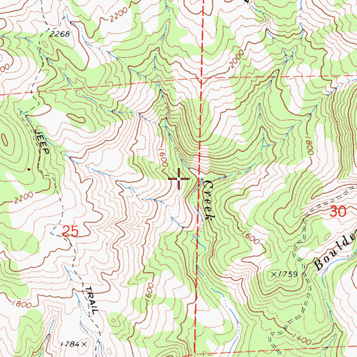 Topographic Map of Barn Creek, CA