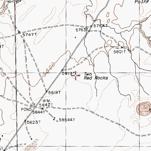 Topographic Map of Two Red Rocks, AZ