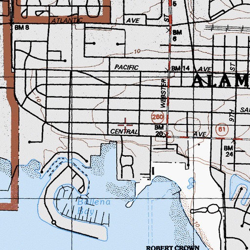 Topographic Map of Saint Barnabas Elementary School, CA