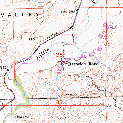 Topographic Map of Barneich Ranch, CA