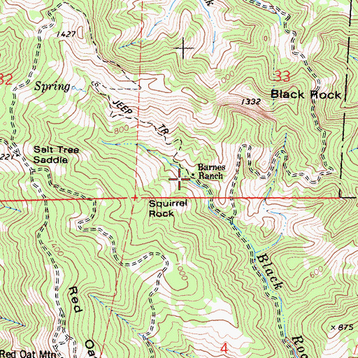 Topographic Map of Barnes Ranch, CA