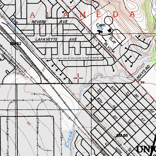 Topographic Map of Cesar Chavez Middle School at Whipple, CA