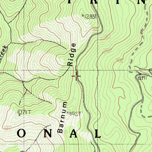 Topographic Map of Barnum Ridge, CA