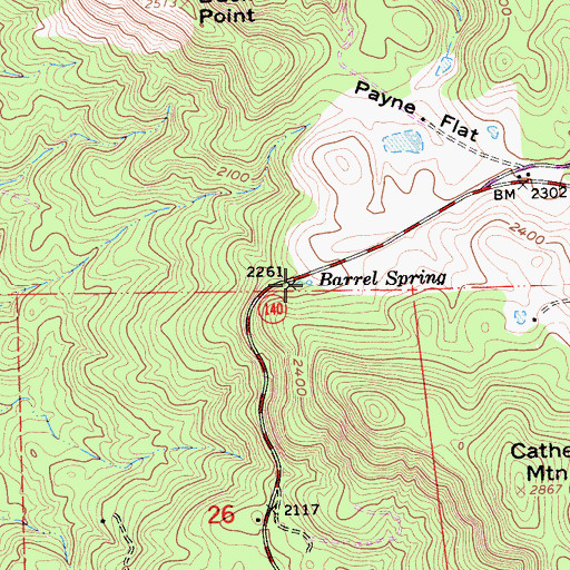 Topographic Map of Barrel Spring, CA
