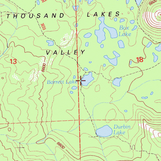 Topographic Map of Barrett Lake, CA