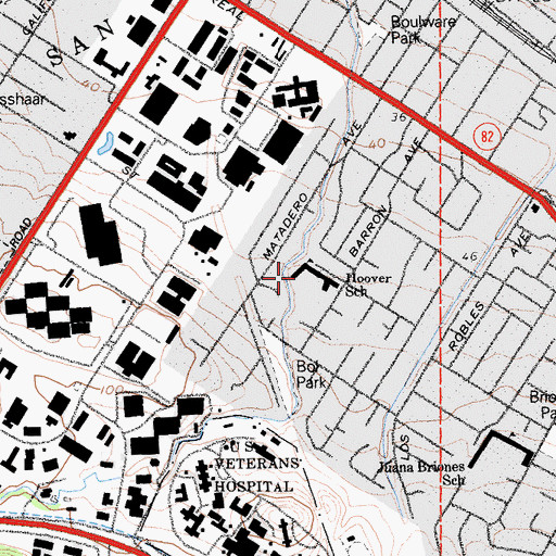 Topographic Map of Barron Park Elementary School, CA